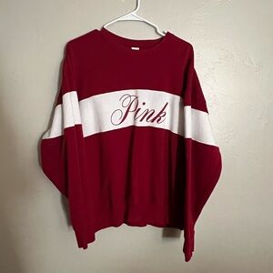 PINK, Victoria’s Secret, maroon and white PINK sweater, XL
